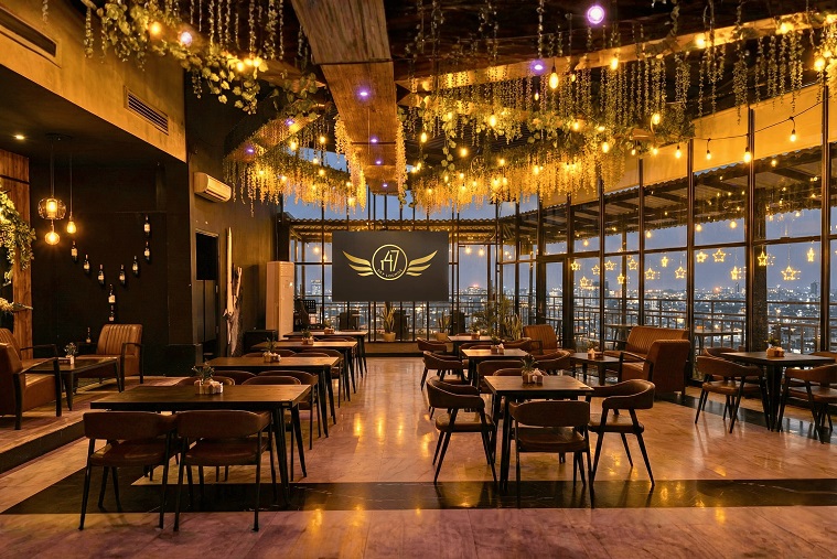 Skylounge 47 - Rooftop restaurant with outdoor city light view
